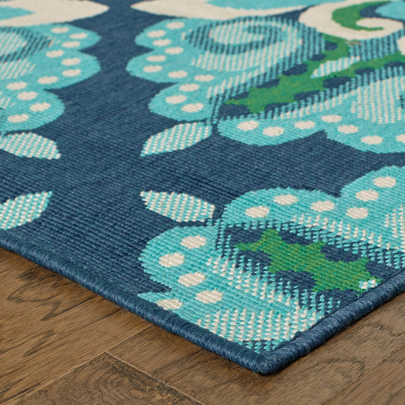 Beachcrest Home Kailani Contemporary Blue/Green Indoor/Outdoor Area Rug
